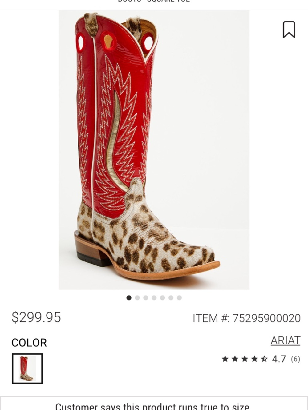 Ariat Red Western Boots with Leopard Print Foot